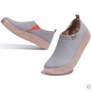 Men's Gray and Orange Slip-On Shoes